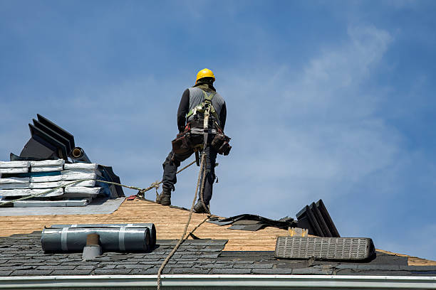 Professional Gutter Installation technician working in Minot, ME